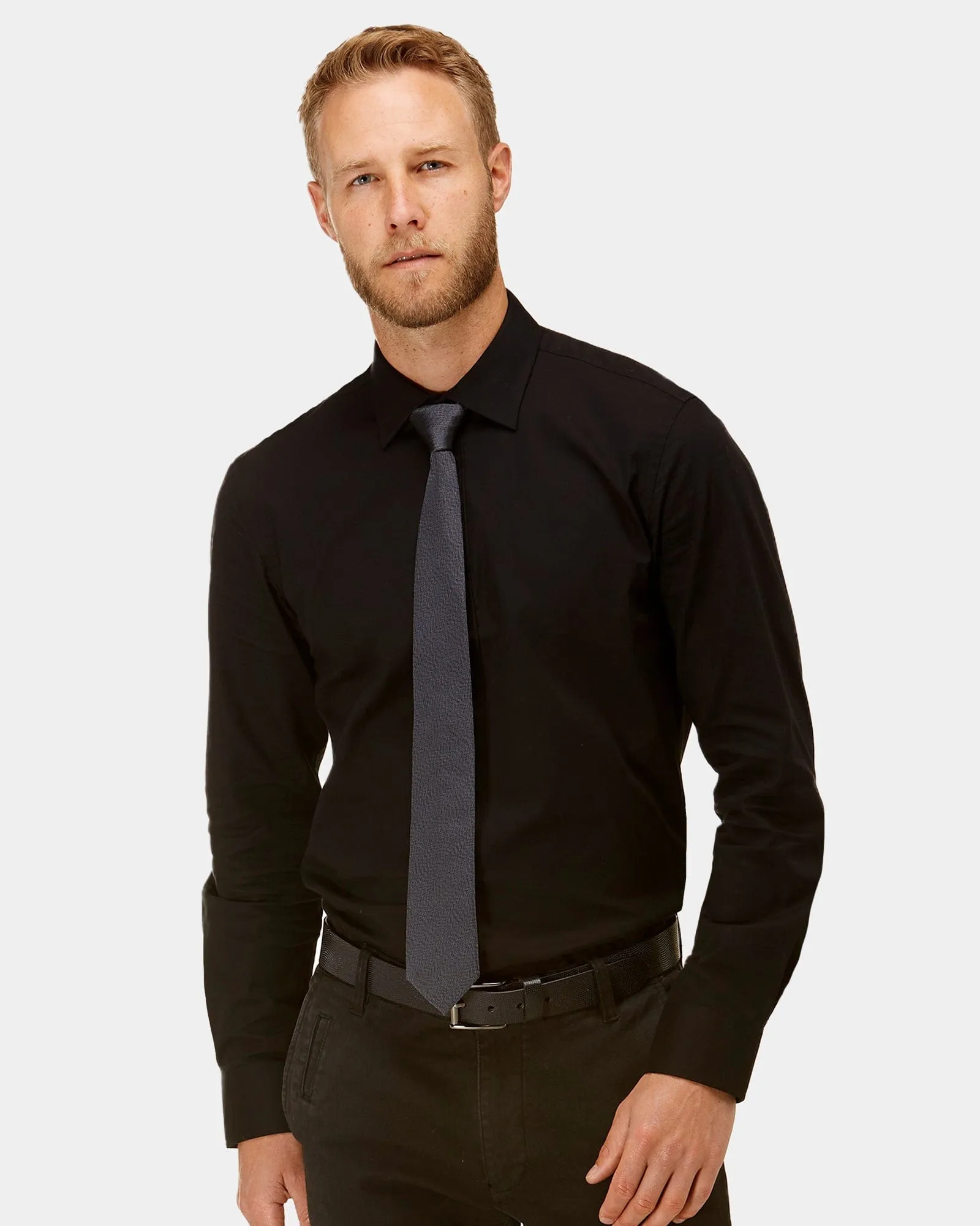 Brooksfield classic fit staple business shirt in black BFC991