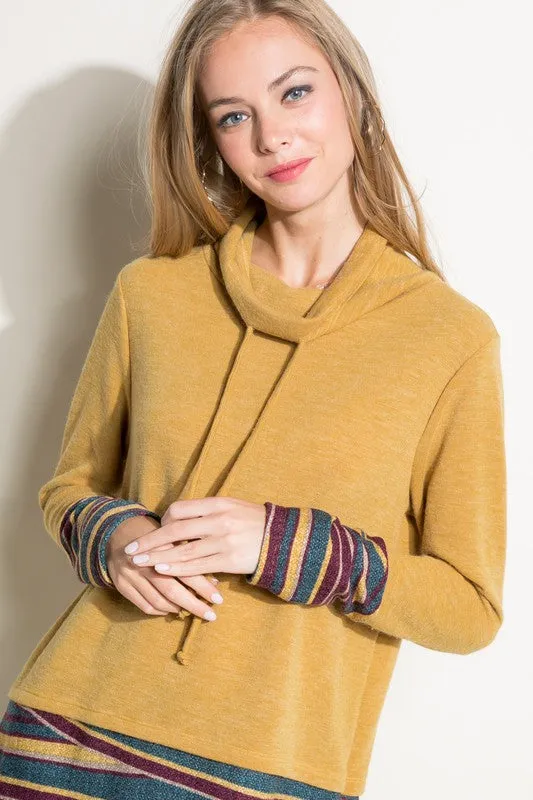 COZY MIXED TURTLE NECK TOP