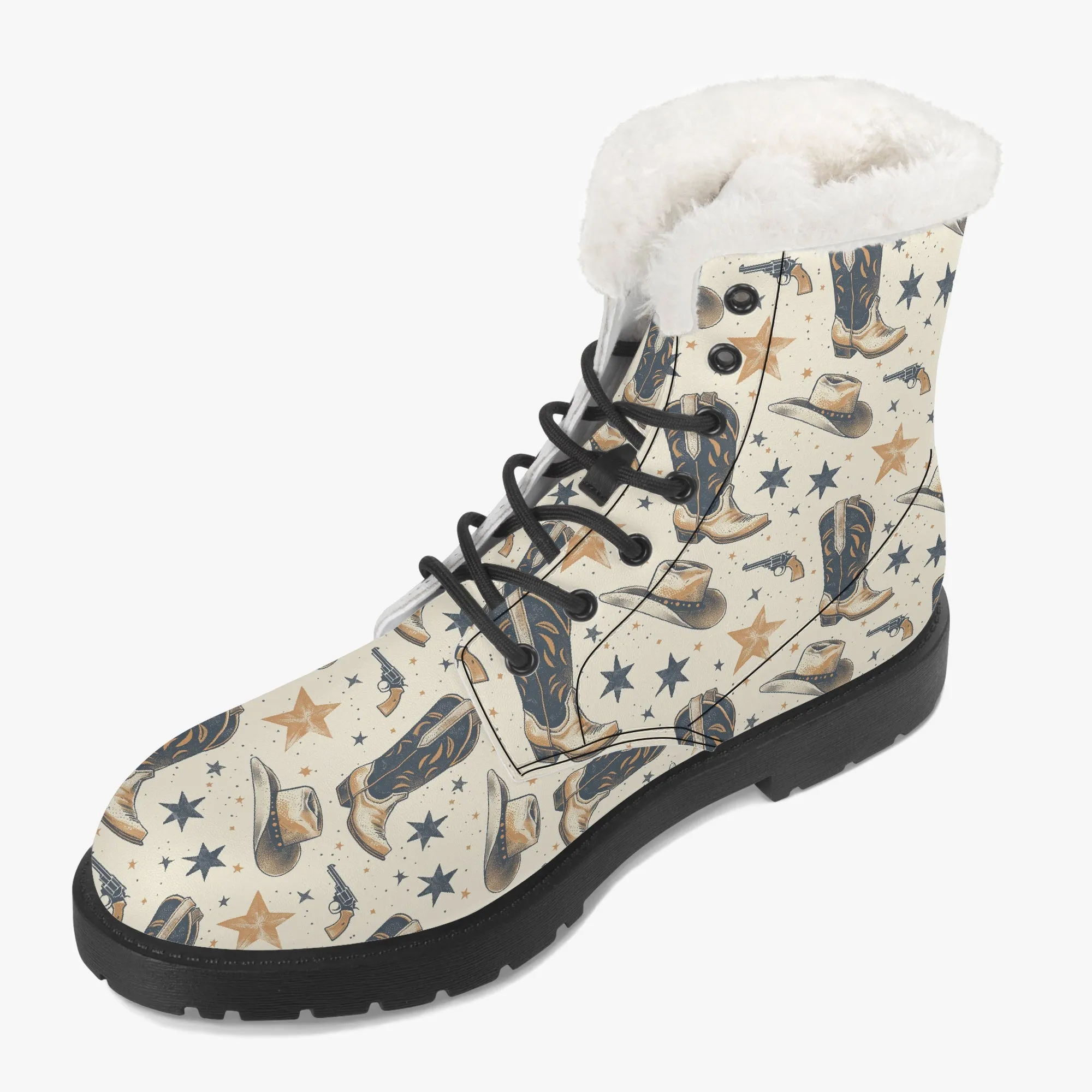 Faux Fur Leather Boots Country Boots 3
