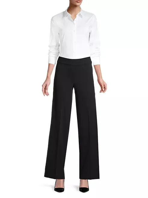 Flavia Crepe Wide-Leg Pants in Black