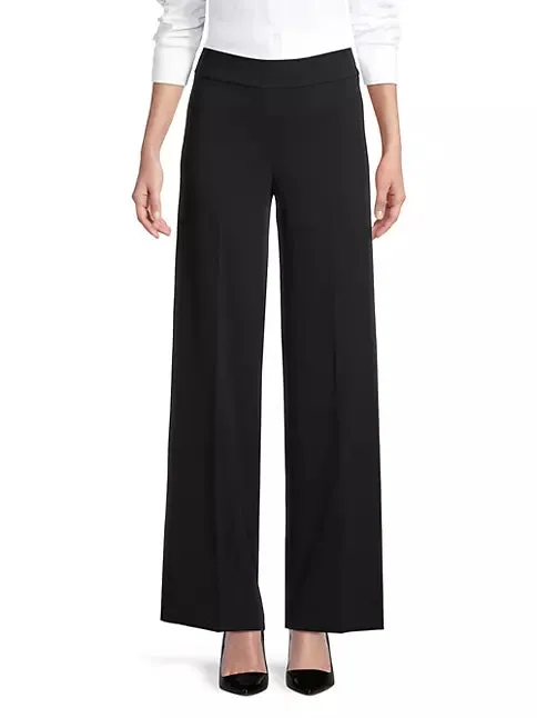 Flavia Crepe Wide-Leg Pants in Black