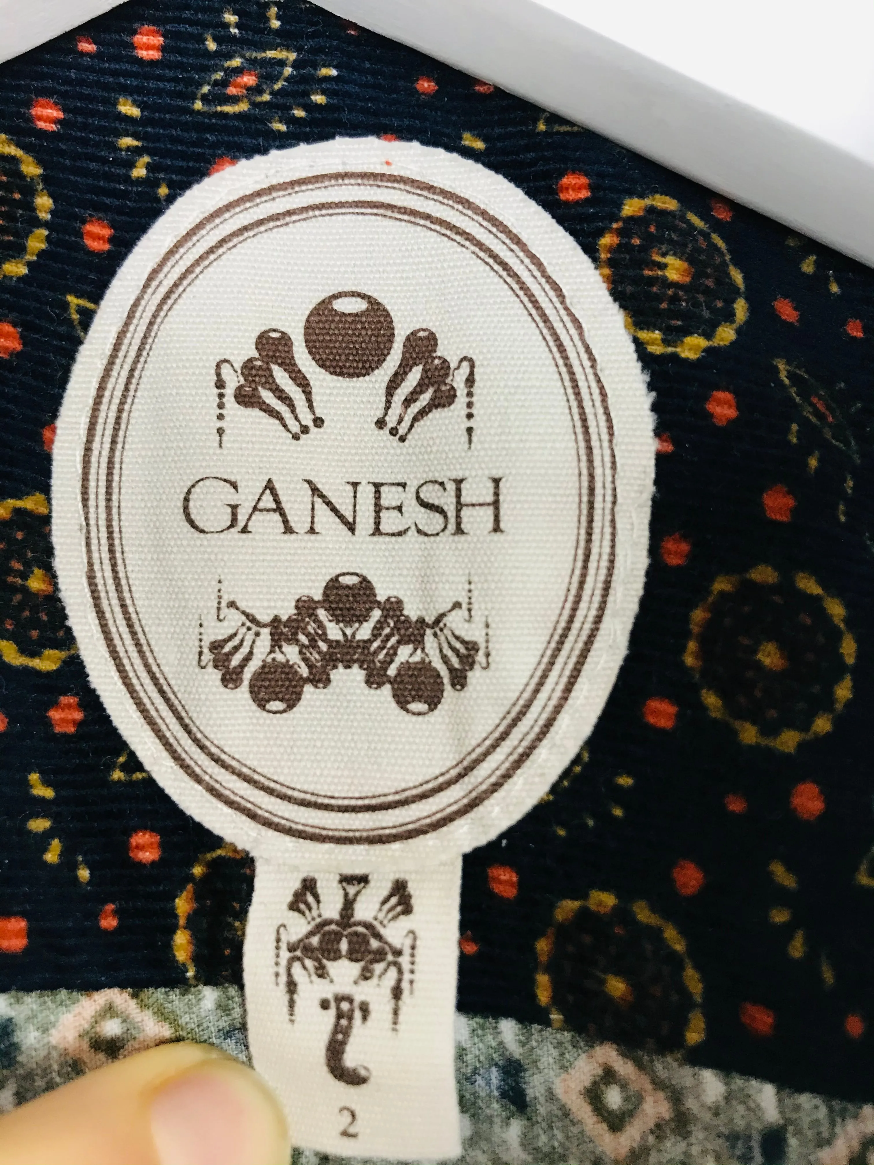 Ganesh Womens Patterned Corduroy Shirt | UK12 | Green