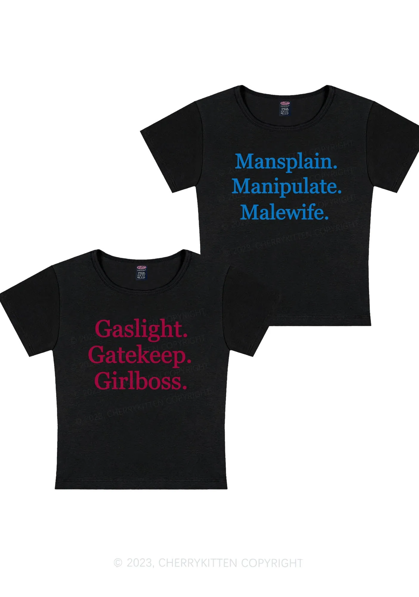 Girlboss Malewife Y2K Baby Tee Cherrykitten