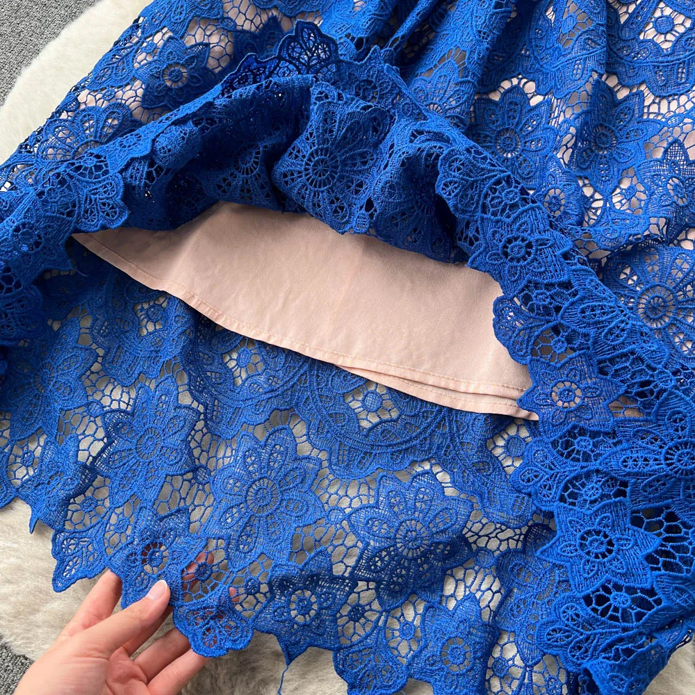 Hollowed Embroidery Doll Collar Lace Dress