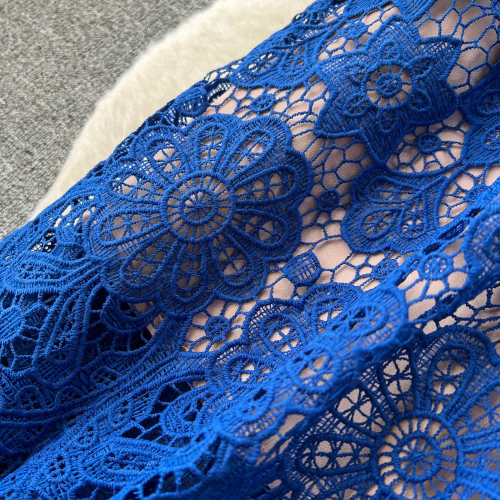 Hollowed Embroidery Doll Collar Lace Dress