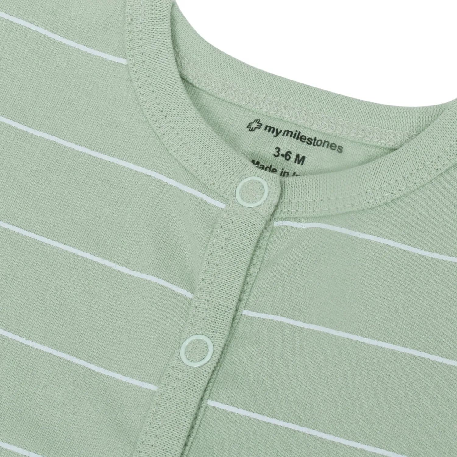 My Milestones T-shirt Half Sleeves Girls Yellow Lemon /Sage Green Stripes - 2Pc Pack