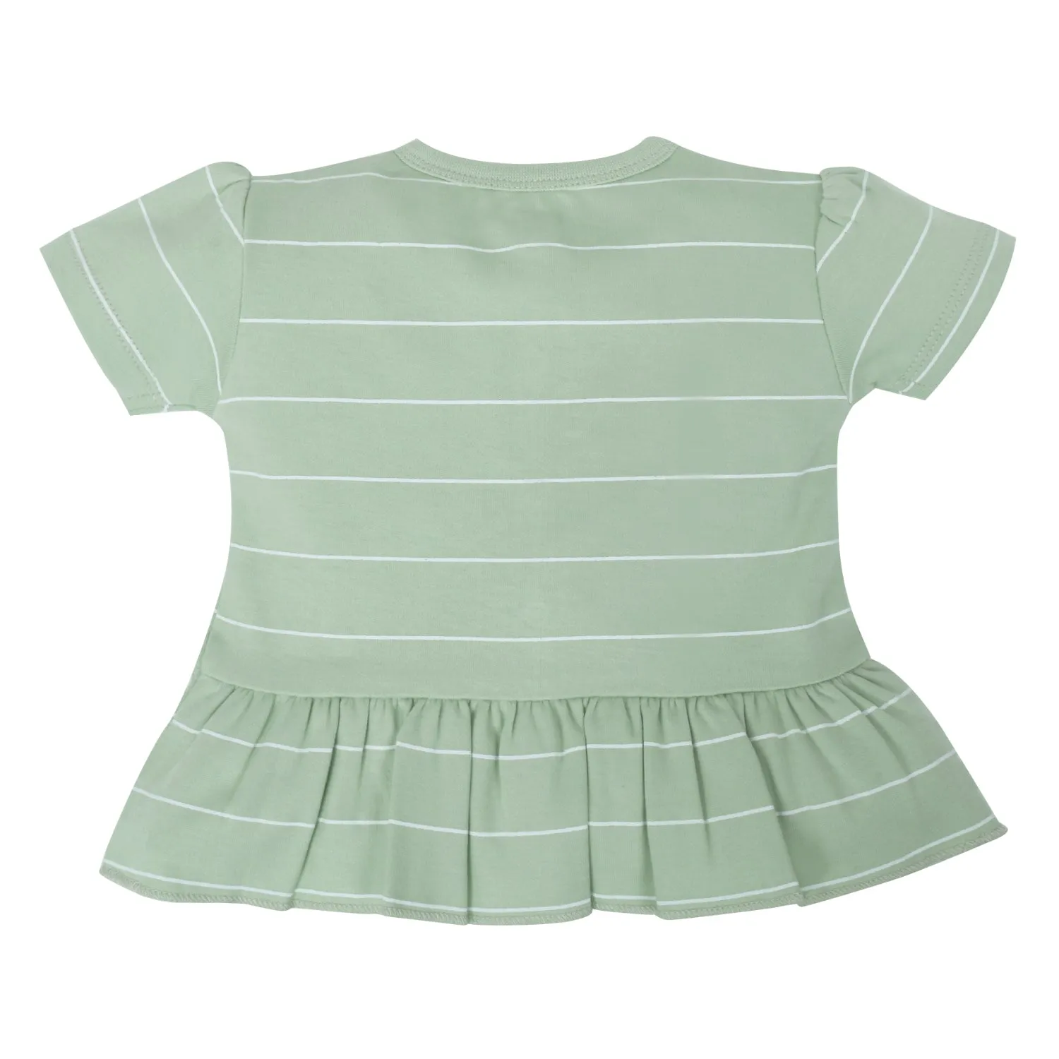 My Milestones T-shirt Half Sleeves Girls Yellow Lemon /Sage Green Stripes - 2Pc Pack