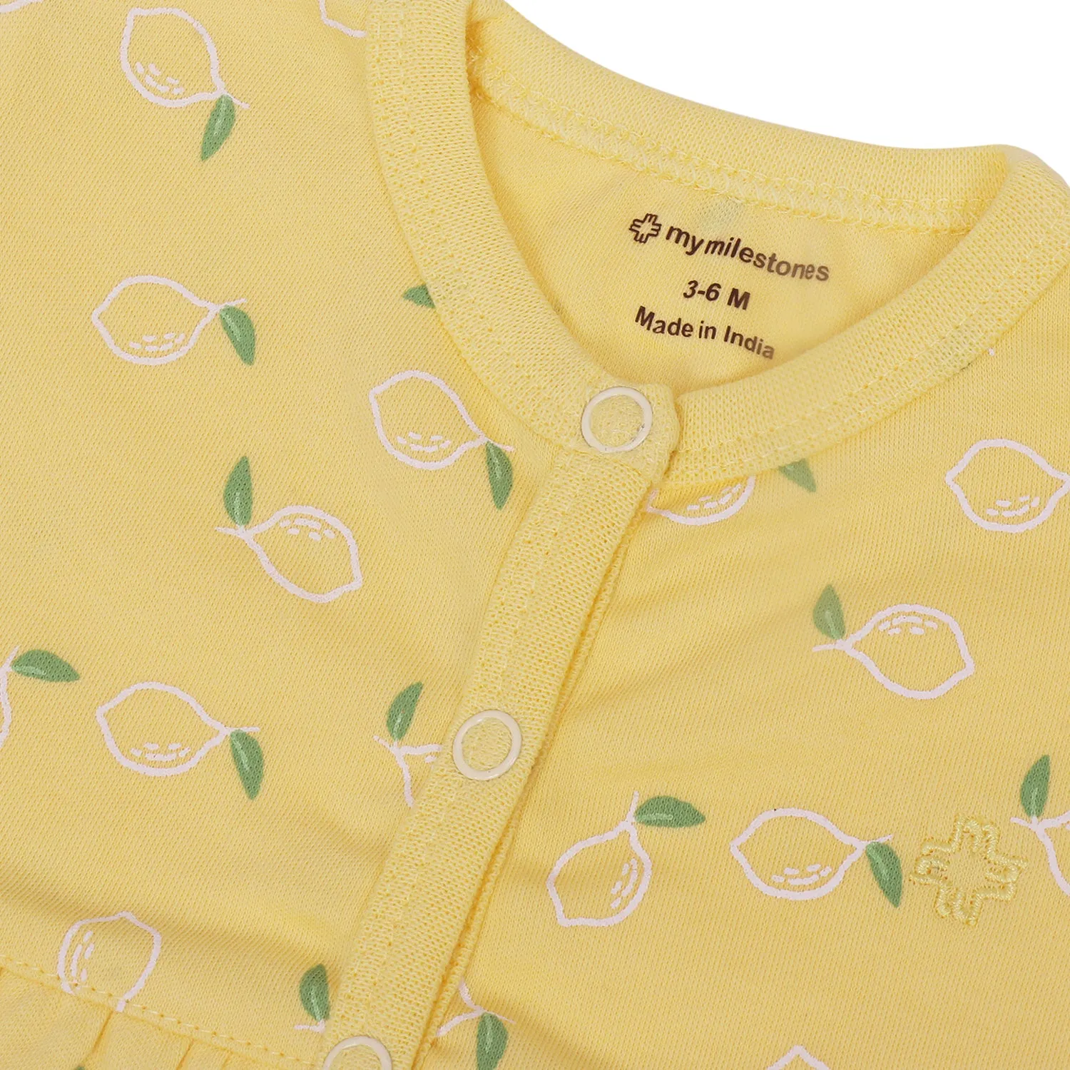 My Milestones T-shirt Half Sleeves Girls Yellow Lemon /Sage Green Stripes - 2Pc Pack