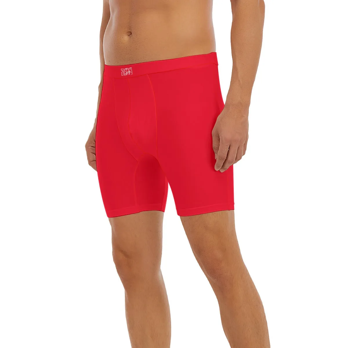 Sixty Eight 93 Logo White Red Men's Long Boxer Briefs